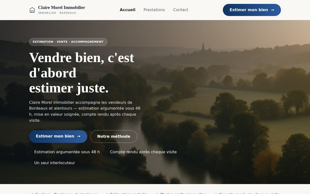 Demo site Claire Morel Immobilier, estate agent in Bordeaux