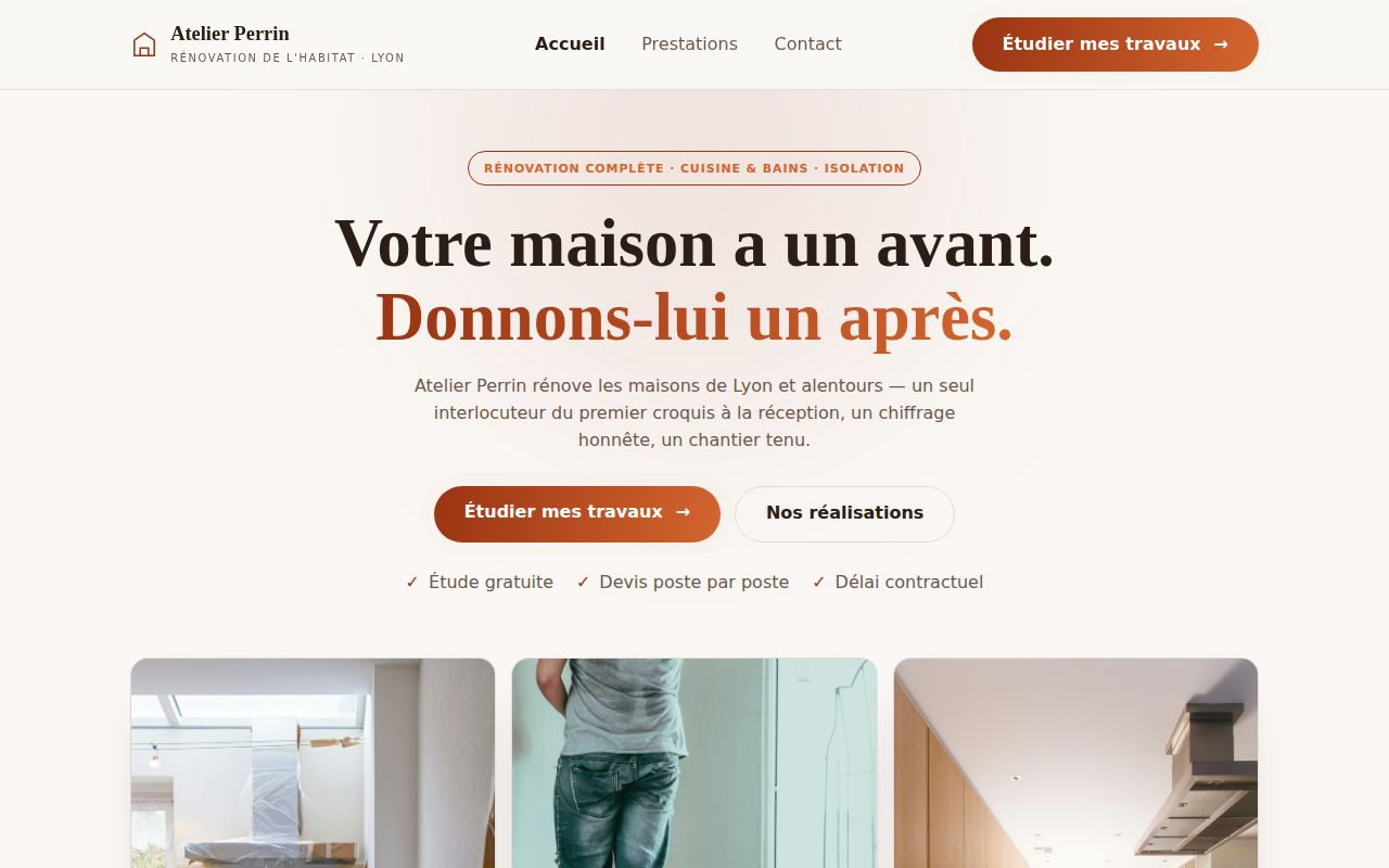 Demo site Atelier Perrin, renovation in Lyon